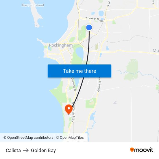 Calista to Golden Bay map