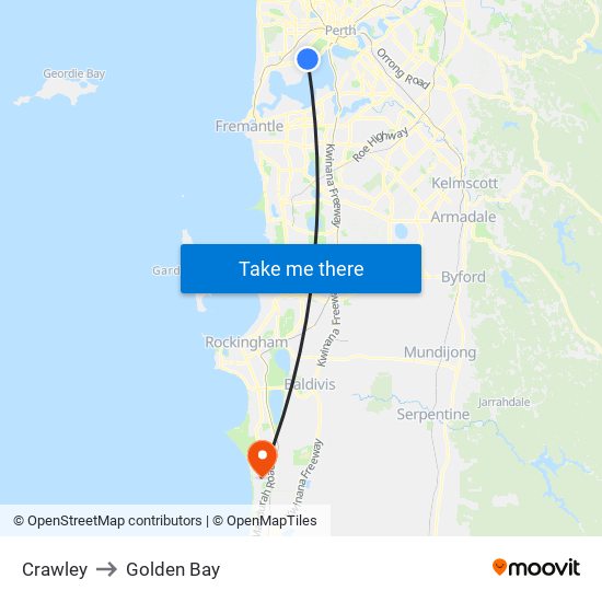 Crawley to Golden Bay map