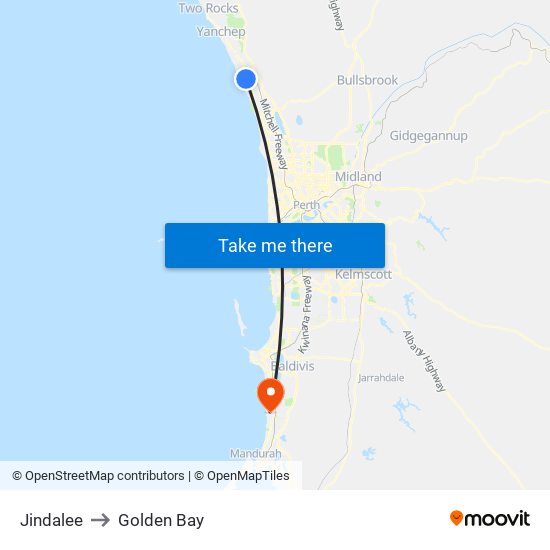 Jindalee to Golden Bay map
