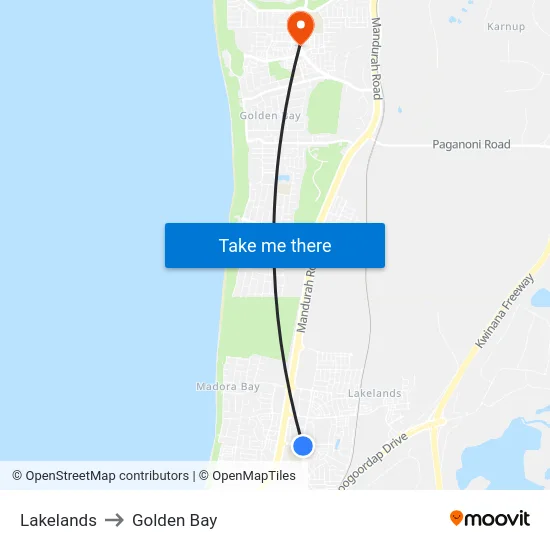 Lakelands to Golden Bay map