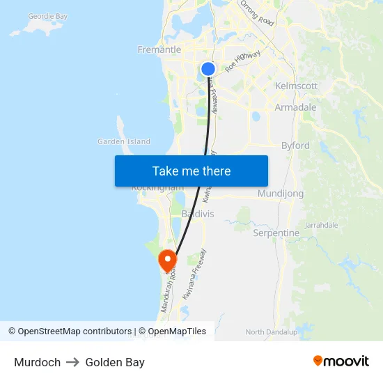 Murdoch to Golden Bay map