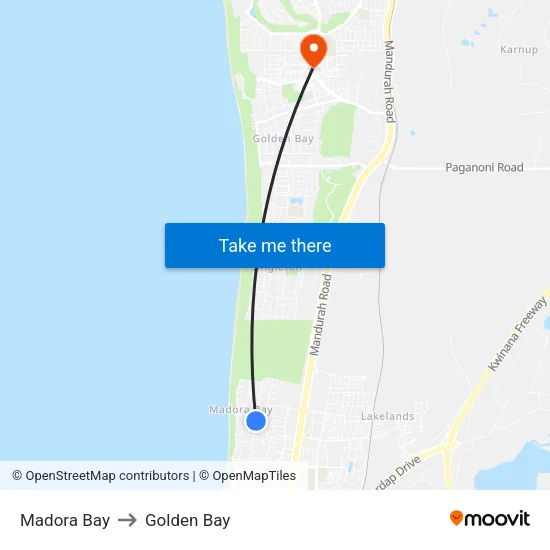 Madora Bay to Golden Bay map