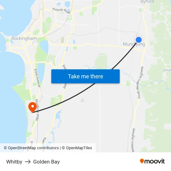 Whitby to Golden Bay map
