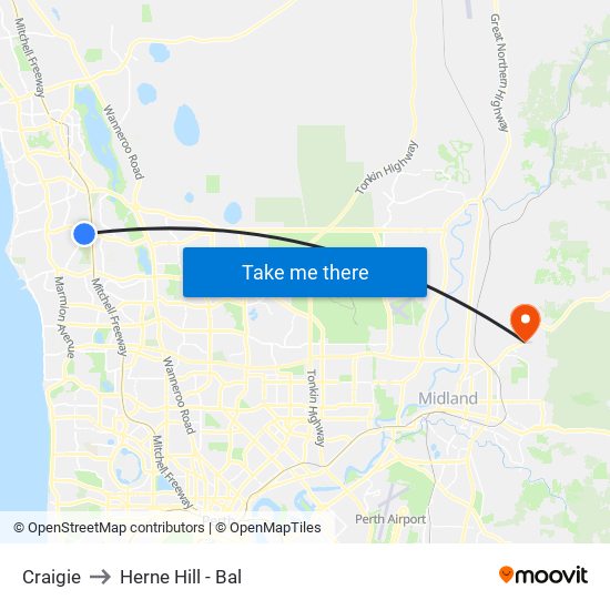 Craigie to Herne Hill - Bal map