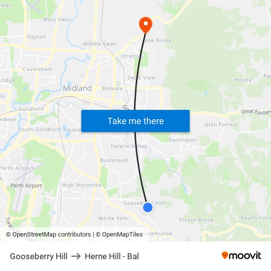 Gooseberry Hill to Herne Hill - Bal map