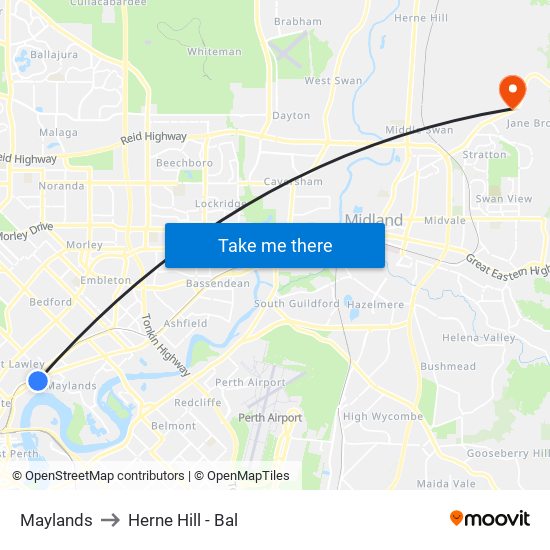 Maylands to Herne Hill - Bal map