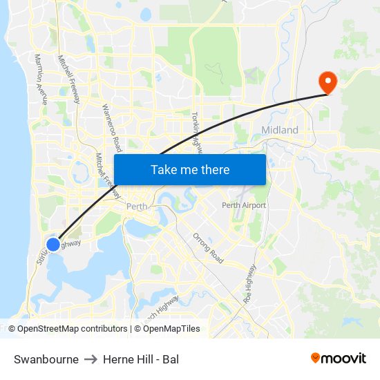 Swanbourne to Herne Hill - Bal map