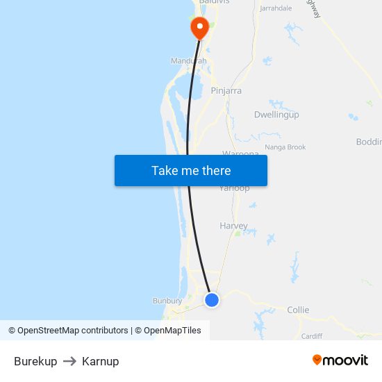 Burekup to Karnup map