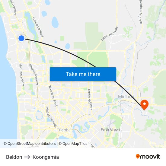 Beldon to Koongamia map