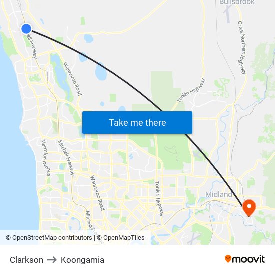 Clarkson to Koongamia map