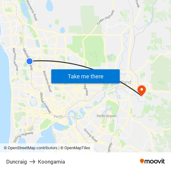 Duncraig to Koongamia map