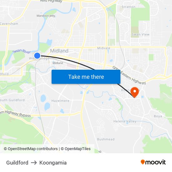 Guildford to Koongamia map