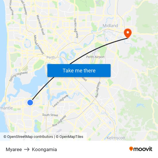 Myaree to Koongamia map