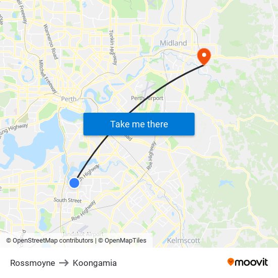 Rossmoyne to Koongamia map