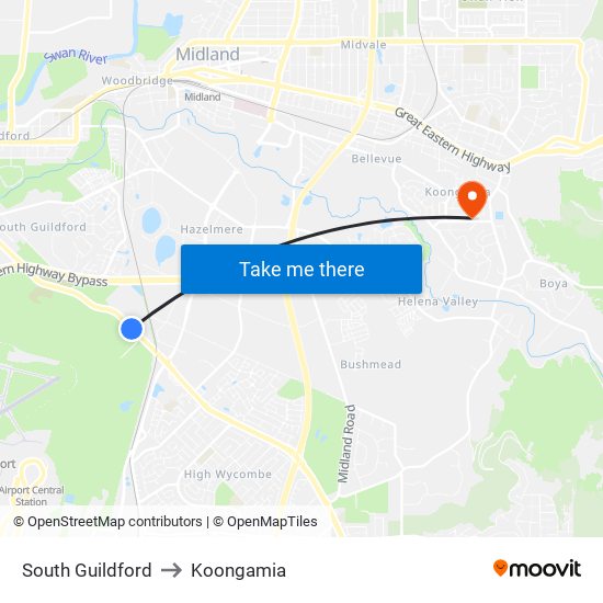 South Guildford to Koongamia map