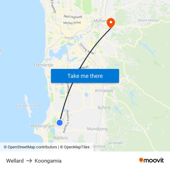 Wellard to Koongamia map