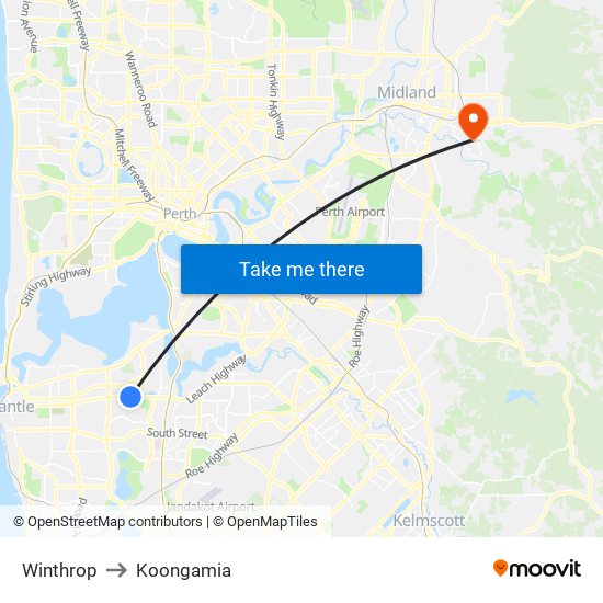 Winthrop to Koongamia map