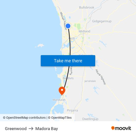 Greenwood to Madora Bay map