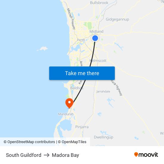 South Guildford to Madora Bay map