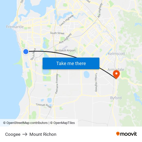 Coogee to Mount Richon map