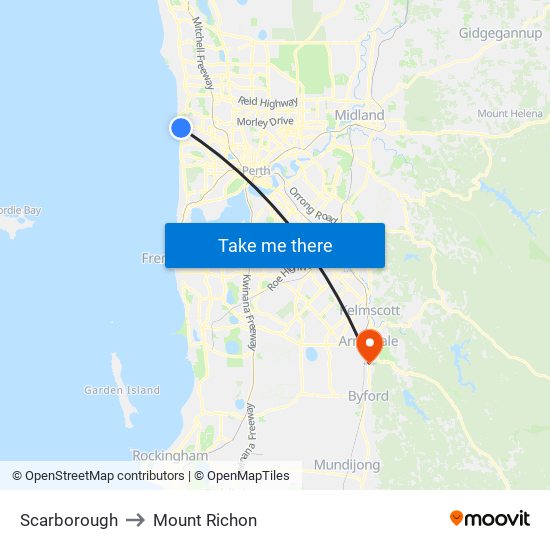 Scarborough to Mount Richon map
