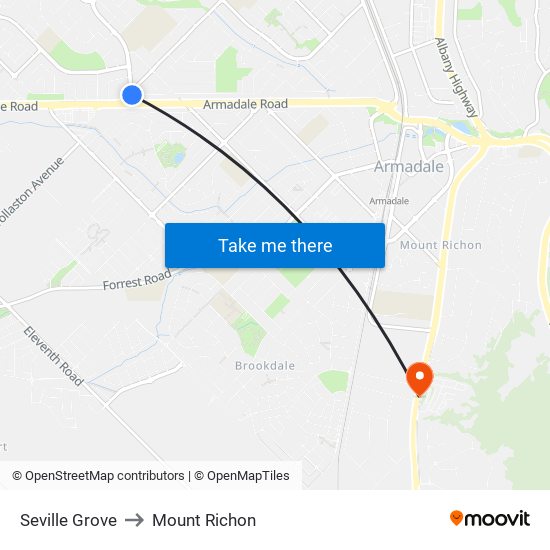 Seville Grove to Mount Richon map