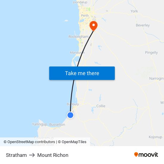 Stratham to Mount Richon map