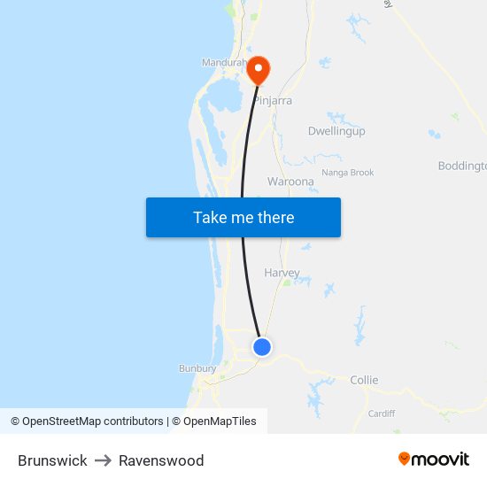 Brunswick to Ravenswood map