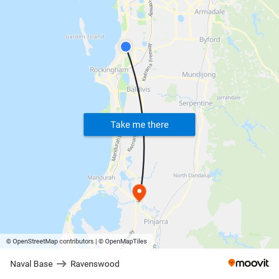 Naval Base to Ravenswood map