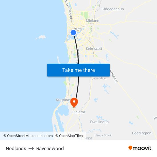 Nedlands to Ravenswood map