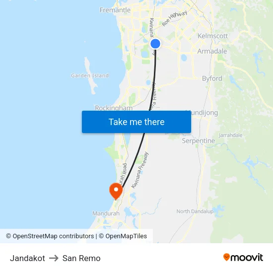 Jandakot to San Remo map