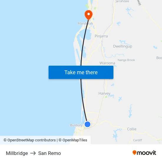Millbridge to San Remo map