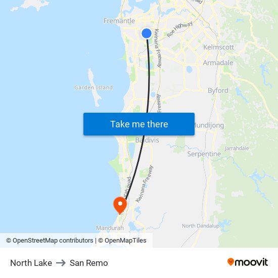 North Lake to San Remo map