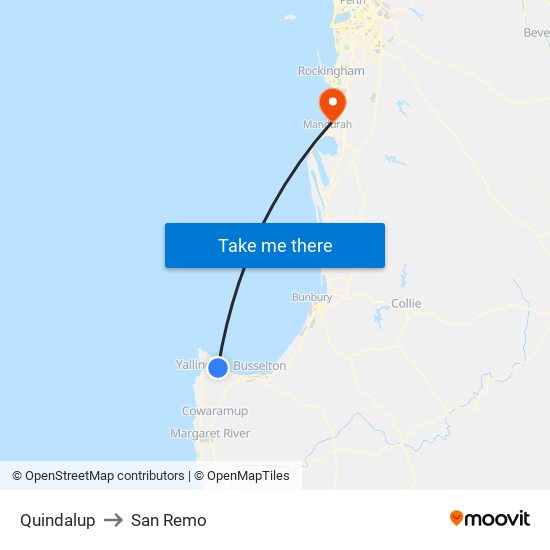 Quindalup to San Remo map