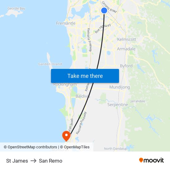 St James to San Remo map