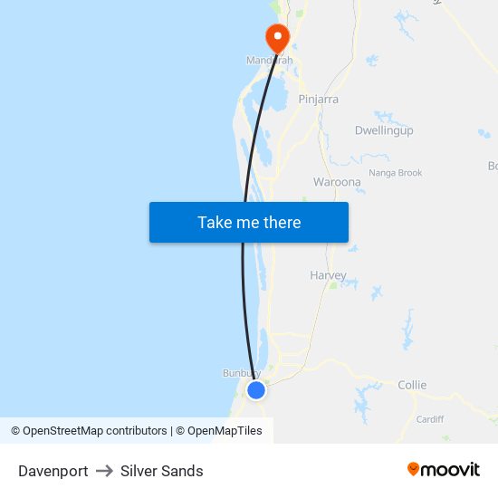 Davenport to Silver Sands map