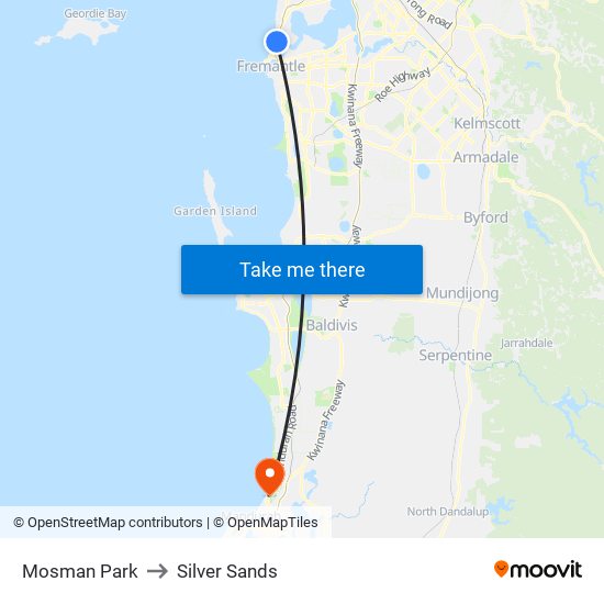 Mosman Park to Silver Sands map