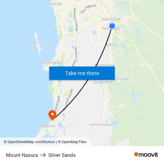 Mount Nasura to Silver Sands map