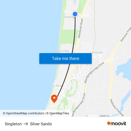 Singleton to Silver Sands map