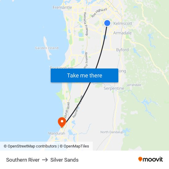 Southern River to Silver Sands map