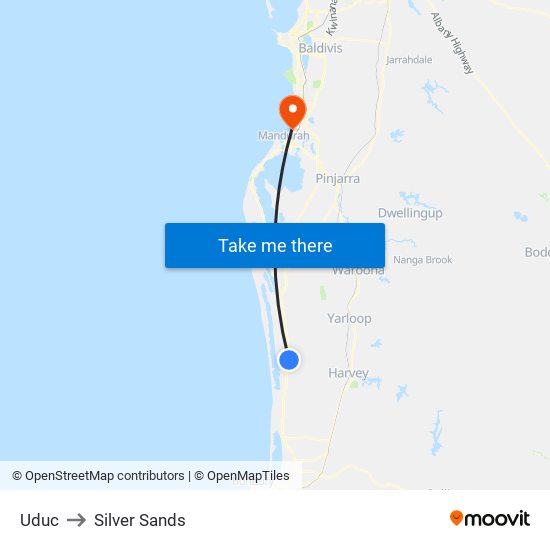 Uduc to Silver Sands map