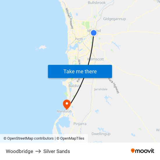 Woodbridge to Silver Sands map