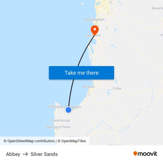Abbey to Silver Sands map