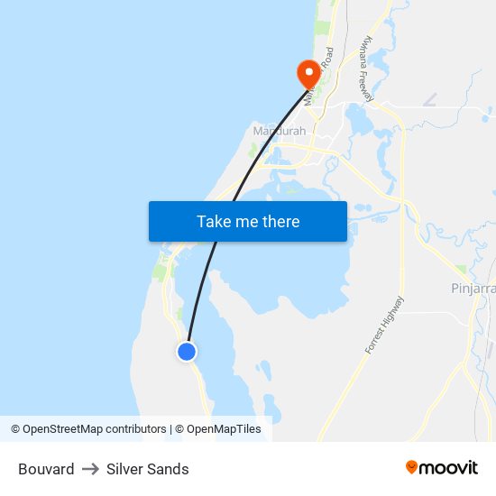 Bouvard to Silver Sands map