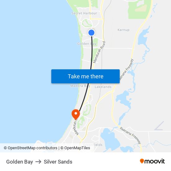 Golden Bay to Silver Sands map