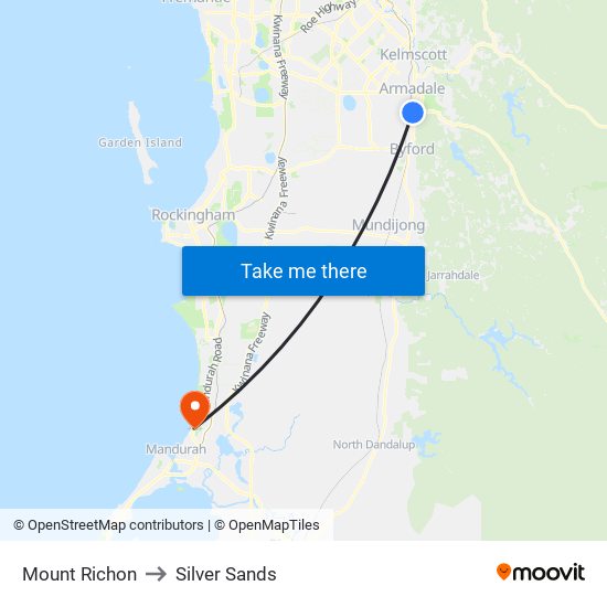 Mount Richon to Silver Sands map