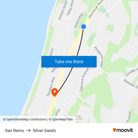 San Remo to Silver Sands map