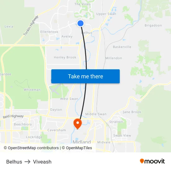 Belhus to Viveash map