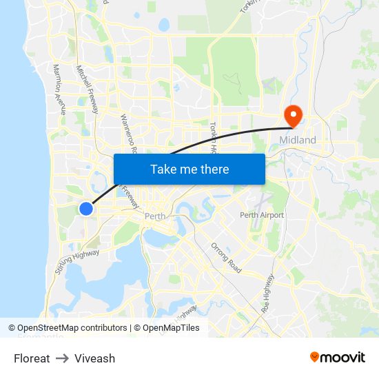 Floreat to Viveash map