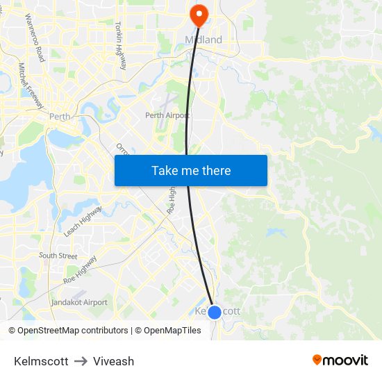 Kelmscott to Viveash map